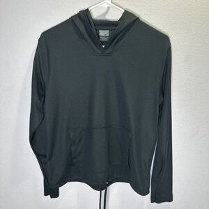 NIKE Dri-Fit Black Hoodie Embroidered Swoosh Logo Youth Size Medium • 8-10